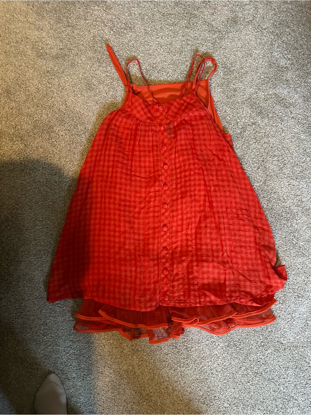 Red Mini Sundress with Button Front